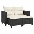 Divano da esterno 2 posti in rattan PE con struttura in acciaio e cuscini beige 130 cm x 70 cm x 75 cm