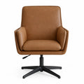 Sedia girevole imbottita con braccioli in PU marrone e base metallica nera a razze altezza regolabile 70 cm x 70 cm x 85-95 cm