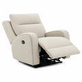 Poltrona relax reclinabile elettrica 85 cm x 80 cm x 100 cm in tessuto poliestere beige con poggiapiedi estensibile struttura in metallo e legno