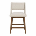 Sgabello alto imbottito con schienale in tessuto bouclé beige e struttura in legno di gomma naturale 45 cm x 50 cm x 95 cm