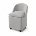Sedia imbottita con ruote in tessuto grigio chiaro con schienale arrotondato 60 cm x 60 cm x 85 cm