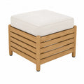 Pouf quadrato da esterno in legno massello di acacia a doghe con cuscino in poliestere beige colore naturale 45 x 45 x 45 cm