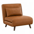 Poltrona imbottita senza braccioli in PU marrone con cuscino schienale e gambe in legno 80 cm x 75 cm x 78 cm