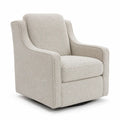 Poltrona girevole 75 cm x 80 cm x 85 cm in tessuto bouclé beige con base in legno e metallo nero